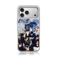 Stray Kids collage with skz logos iPhone 17 Pro Max Electroplated Silver Case1