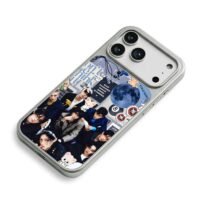 Stray Kids collage with skz logos iPhone 17 Pro Max Electroplated Silver Case2