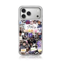Stray Kids collage with SKZ mascots iPhone 17 Pro Max Electroplated Silver Case1