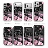 Stray Kids doit pink black collage Chris Brown Phone Case Black Electroplated Silver For Iphone 11 To 17