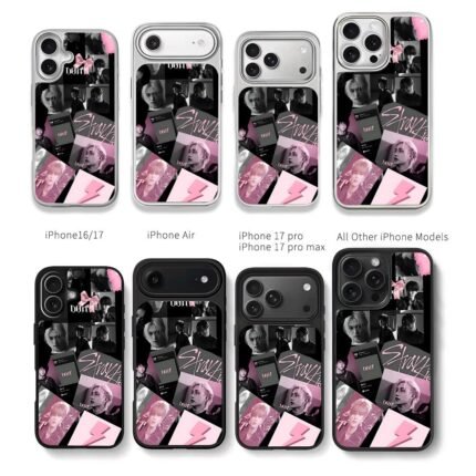 Stray Kids doit pink black collage Chris Brown Phone Case Black Electroplated Silver For Iphone 11 To 17