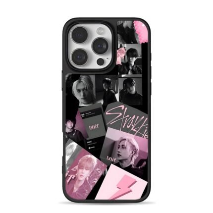 Stray Kids doit pink black collage iPhone 16 Pro Max Black Case