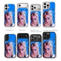 Stray Kids Felix blue star art Chris Brown Phone Case Black Electroplated Silver For Iphone 11 To 17