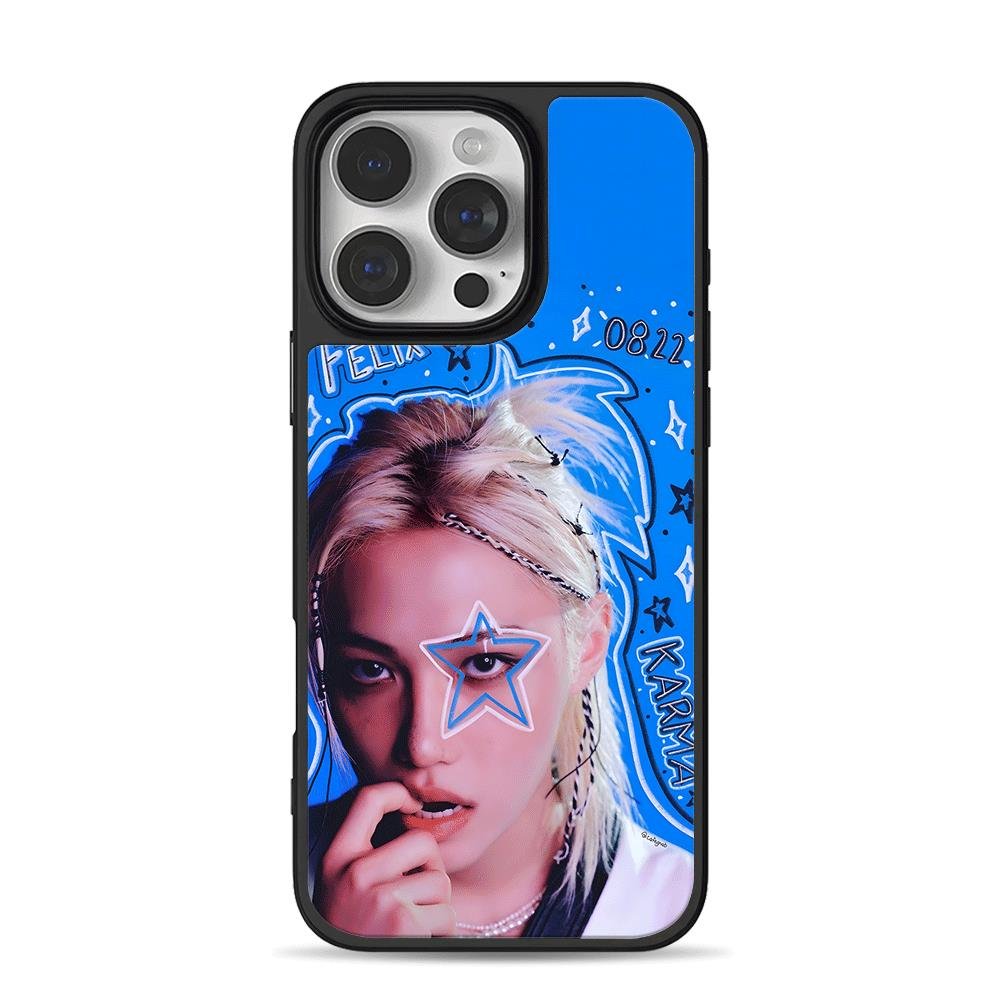 Stray Kids Felix blue star art iPhone 16 Pro Max Black Case Stray Kids Felix blue star art iPhone 16 Pro Max Black Case