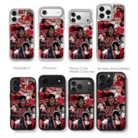 Stray Kids Hyunjin red collage Chris Brown Phone Case Black Electroplated Silver For Iphone 11 To 17