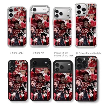 Stray Kids Hyunjin red collage Chris Brown Phone Case Black Electroplated Silver For Iphone 11 To 17