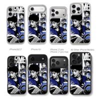 Stray Kids Hyunjin rockstar collage Chris Brown Phone Case Black Electroplated Silver For Iphone 11 To 17