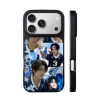 Stray Kids IN blue photo collage iPhone 17 Pro Max Black Case
