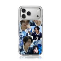 Stray Kids IN blue photo collage iPhone 17 Pro Max Electroplated Silver Case1
