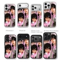 Stray Kids IN pink star collage Chris Brown Phone Case Black Electroplated Silver For Iphone 11 To 17