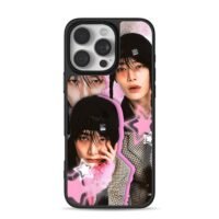 Stray Kids IN pink star collage iPhone 16 Pro Max Black Case