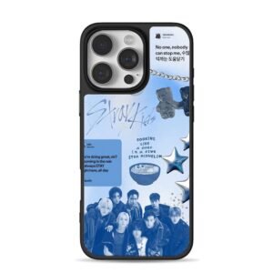 Stray Kids kpop blue collage lyrics iPhone 16 Pro Max Black Case