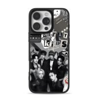 Stray Kids Kpop Grayscale Group Collage iPhone 16 Pro Max Black Case