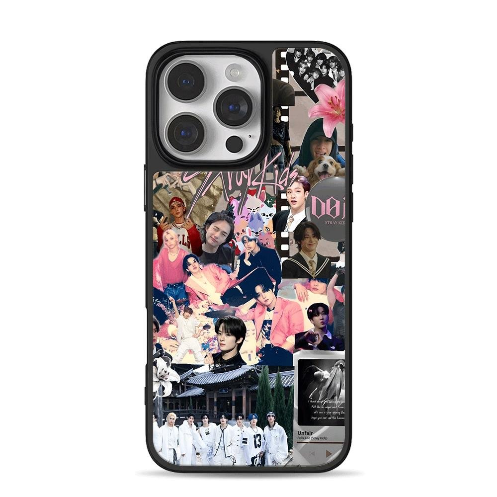 Stray Kids kpop pink photo collage iPhone 16 Pro Max Black Case Stray Kids kpop pink photo collage iPhone 16 Pro Max Black Case