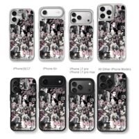 Stray Kids member collage pink text Chris Brown Phone Case Black Electroplated Silver For Iphone 11 To 17