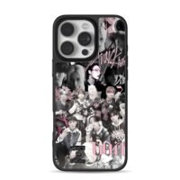 Stray Kids member collage pink text iPhone 16 Pro Max Black Case