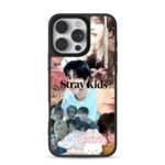 Stray Kids member collage with cute mushroom bunny decor iPhone 16 Pro Max Black Case