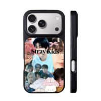 Stray Kids member collage with cute mushroom bunny decor iPhone 17 Pro Max Black Case