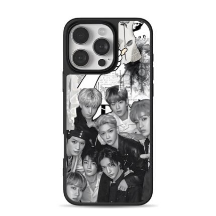 Stray Kids monochrome collage iPhone 16 Pro Max Black Case