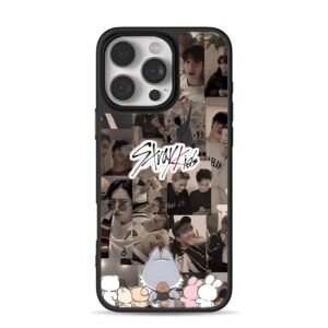 Stray Kids photo collage with SKZOO iPhone 16 Pro Max Black Case
