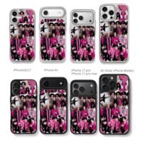 Stray Kids pink black y2k collage Chris Brown Phone Case Black Electroplated Silver For Iphone 11 To 17