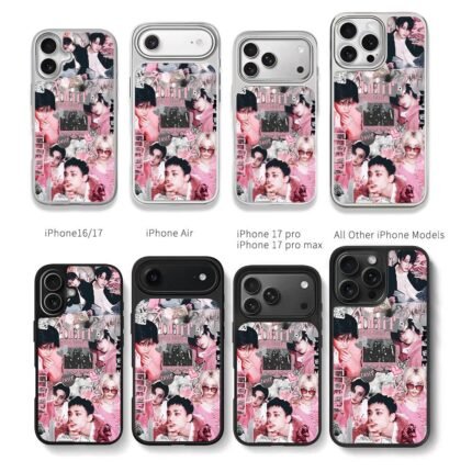 Stray Kids pink kpop idol collage Chris Brown Phone Case Black Electroplated Silver For Iphone 11 To 17