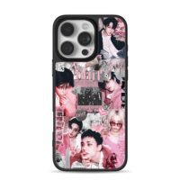 Stray Kids pink kpop idol collage iPhone 16 Pro Max Black Case
