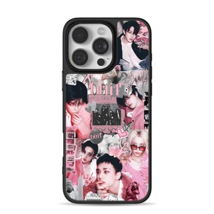 Stray Kids pink kpop idol collage iPhone 16 Pro Max Black Case
