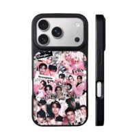Stray Kids pink kpop member collage iPhone 17 Pro Max Black Case