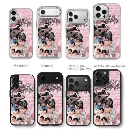 Stray Kids pink motorbike group pic Chris Brown Phone Case Black Electroplated Silver For Iphone 11 To 17