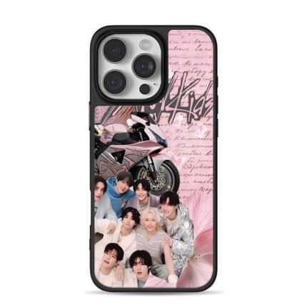 Stray Kids pink motorbike group pic iPhone 16 Pro Max Black Case