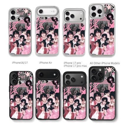 Stray Kids pink y2k kpop collage Chris Brown Phone Case Black Electroplated Silver For Iphone 11 To 17