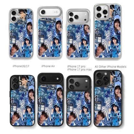 Stray Kids Seungmin blue cat Chris Brown Phone Case Black Electroplated Silver For Iphone 11 To 17
