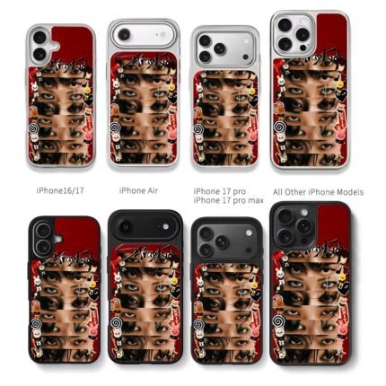 Stray Kids skzoo red eye collage Chris Brown Phone Case Black Electroplated Silver For Iphone 11 To 17