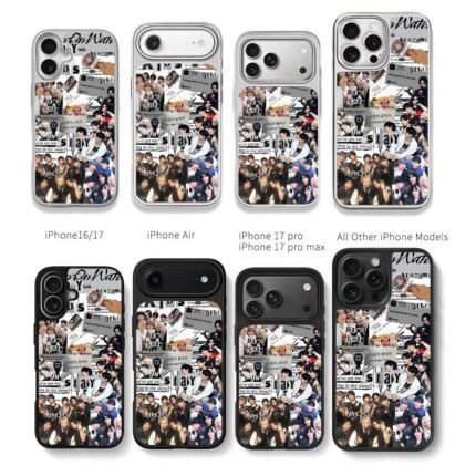 Stray Kids Stay collage with names Chris Brown Phone Case Black Electroplated Silver For Iphone 11 To 17