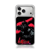 Street Fighter Akuma red black iPhone 17 Pro Max Electroplated Silver Case1
