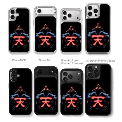 Street Fighter Akuma red ten kanji Chris Brown Phone Case Black Electroplated Silver For Iphone 11 To 17