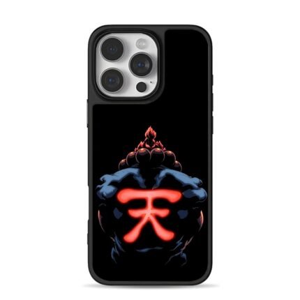 Street Fighter Akuma red ten kanji iPhone 16 Pro Max Black Case