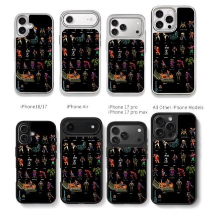 Streets of Rage pixel villain set Chris Brown Phone Case Black Electroplated Silver For Iphone 11 To 17