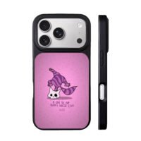 Striped Cat handstand on skull iPhone 17 Pro Max Black Case