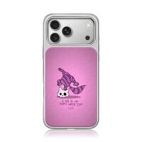 Striped Cat handstand on skull iPhone 17 Pro Max Electroplated Silver Case1