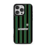 Striped football jersey with badge iPhone 16 Pro Max Black Case