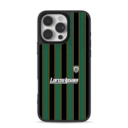 Striped football jersey with badge iPhone 16 Pro Max Black Case