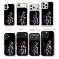 Stylized Marvel Thanos side art Chris Brown Phone Case Black Electroplated Silver For Iphone 11 To 17