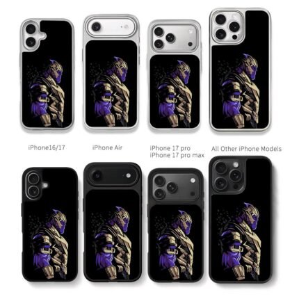 Stylized Marvel Thanos side art Chris Brown Phone Case Black Electroplated Silver For Iphone 11 To 17