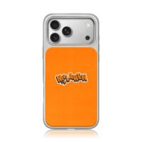 Stylized McLaren logo on bright orange background iPhone 17 Pro Max Electroplated Silver Case1