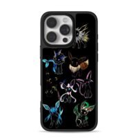 Stylized Pokemon Eevee evolutions iPhone 16 Pro Max Black Case