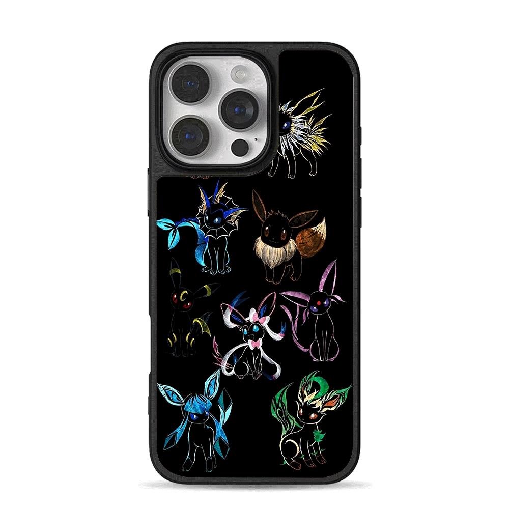 Stylized Pokemon Eevee evolutions iPhone 16 Pro Max Black Case Stylized Pokemon Eevee evolutions iPhone 16 Pro Max Black Case