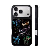 Stylized Pokemon Eevee evolutions iPhone 17 Pro Max Black Case