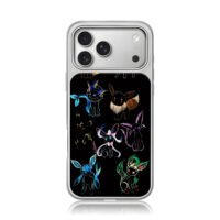 Stylized Pokemon Eevee evolutions iPhone 17 Pro Max Electroplated Silver Case1